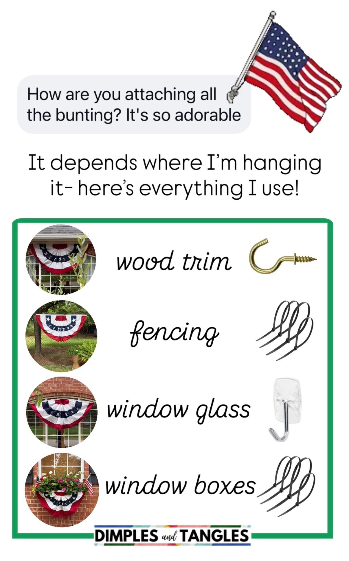 Supplies I use to hang flag bunting.

#LTKSeasonal #LTKHome