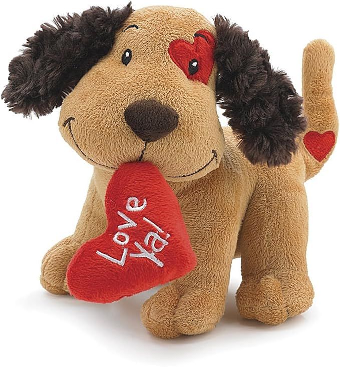2PO Cute Plush Fetching Dog with Love Ya Red Heart Shaped Pillow 8" | Amazon (US)