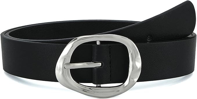 Earnda Leather Belts for Women Casual Fashion Waist Belt with Liquid Shapes Gold Buckle for Jeans... | Amazon (US)