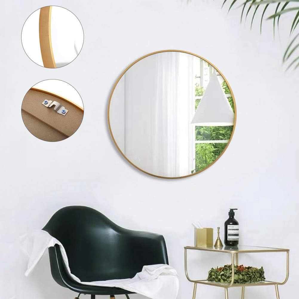FANYUSHOW Round Mirror for Bathroom, Gold Circle Mirror for Wall Mounted, 20'' Modern Brushed Bra... | Amazon (US)