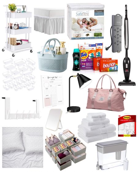 Get everything you need to go back to school this year. Girls dorm room or apartment essentials including bedding, towels, laundry supplies, a Britta water filter, a stick, vacuum organization, supplies, a rolling cart and more. #collegeapartment #collegedorm 

#LTKhome #LTKBacktoSchool #LTKfamily