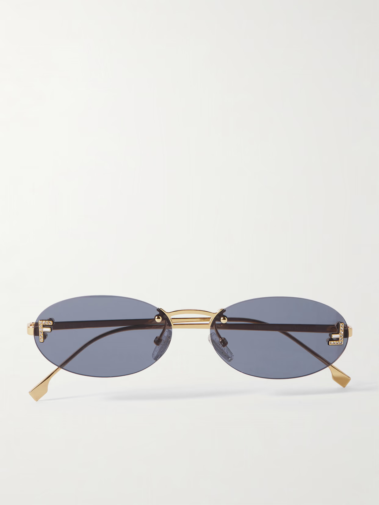 Fendi Eyewear - Rimless Oval-frame Crystal-embellished Gold-tone Sunglasses - One size | NET-A-PORTER (US)