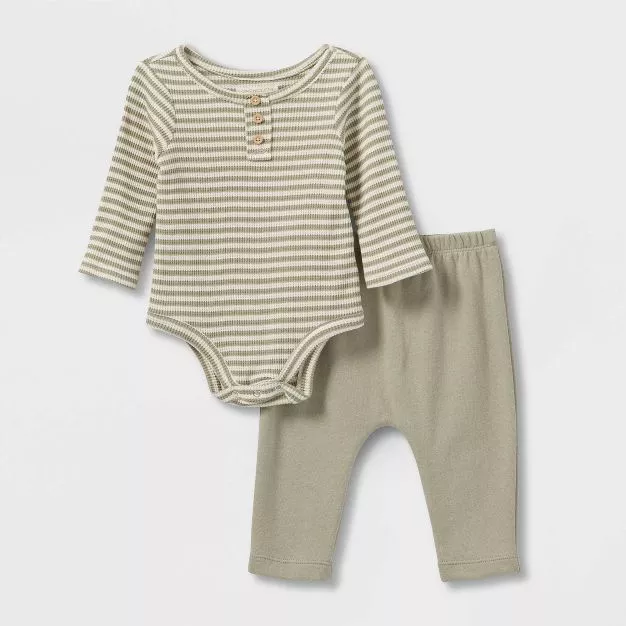 Grayson Collective Toddler Girls' Long Sleeve Ruffle Top & Wide Leg Pants  Set - Dark Brown/White 2T