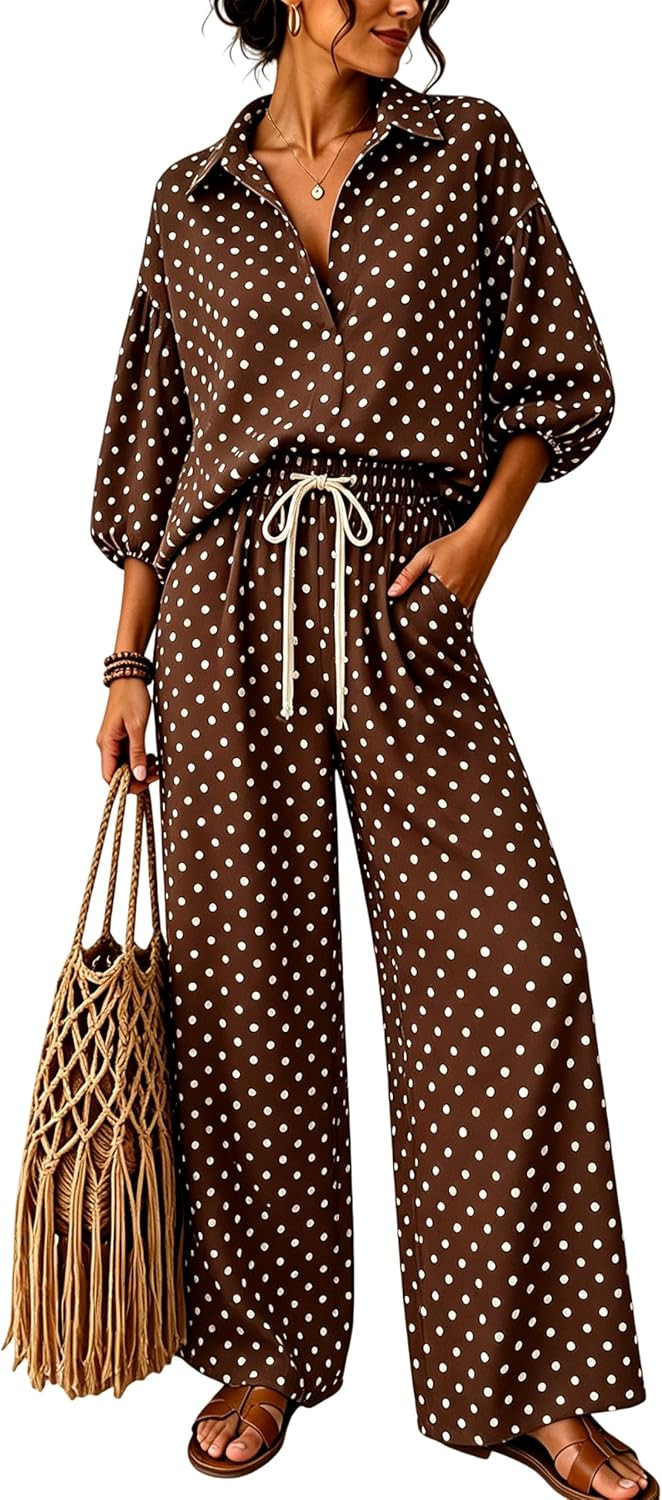 Tanming Women's Polka Dot 2 Piece Set Matching Lounge Outfit | Amazon (US)