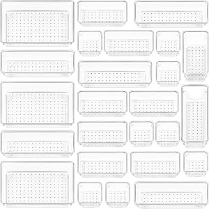 Vtopmart 25 PCS Clear Plastic Drawer Organizers Set, 4-Size Versatile Bathroom and Vanity Drawer ... | Amazon (US)