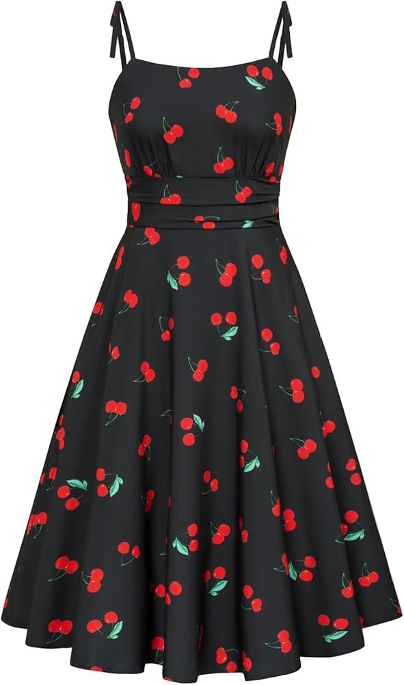 Belle Poque 2025 Summer Dresses for Women Spaghetti Strap Midi Sun Dress Cute Casual Dress with P... | Amazon (US)