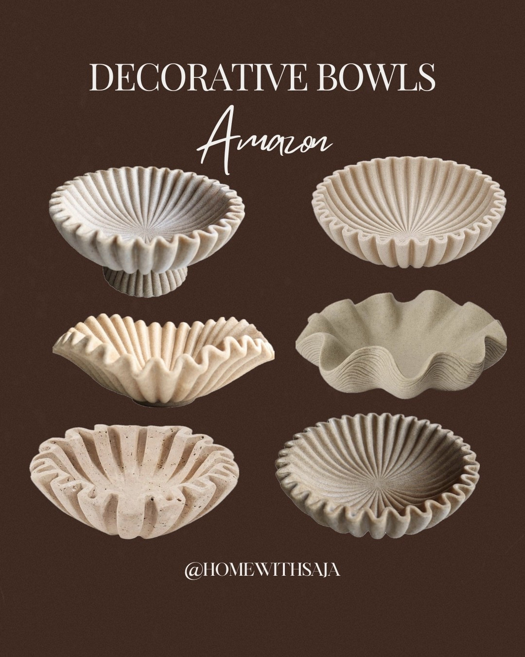 Amazon decorative bowls ✨

ruffle bowls, scalloped bowls, travertine bowls, home decor, organic modern decor, decorative tray, Amazon finds, Amazon home 

#LTKHome