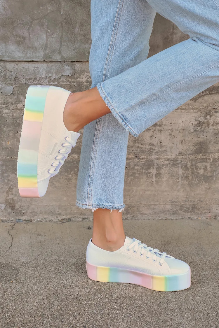 2790 Shaded Platform White Pastel Multi Platform Sneakers | Lulus (US)