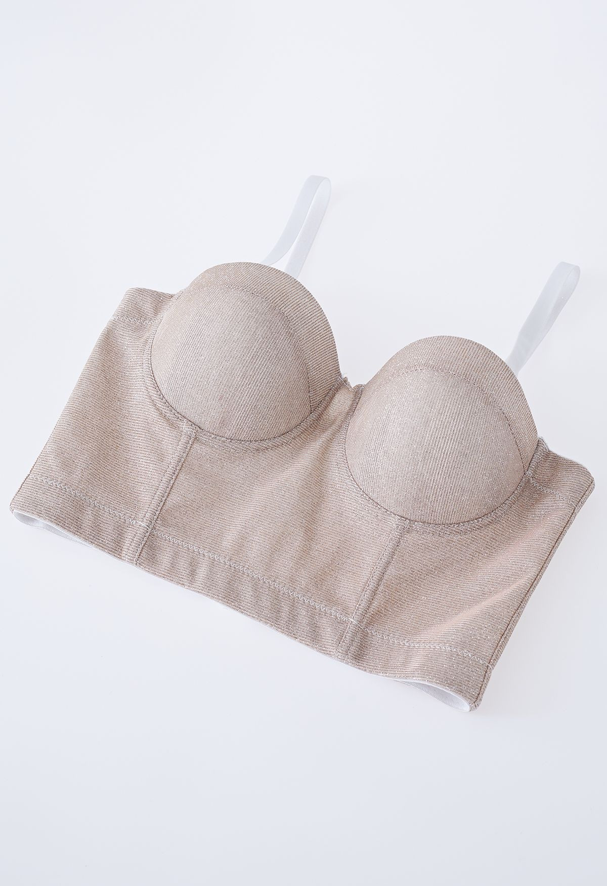 Dazzling Shiny Bustier Crop Top in Apricot | Chicwish