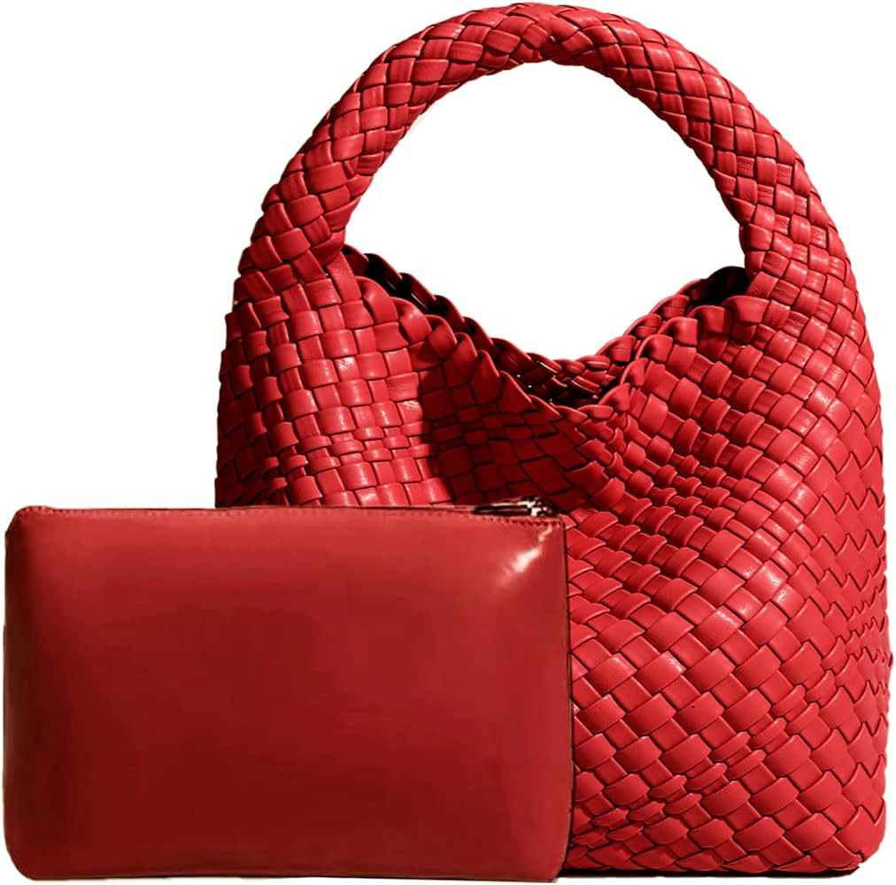 Woven Tote Bag For Women, Soft Foldable Top-Handle Wristlet Bag, Fashion Hobo Handbag, Composite ... | Amazon (US)