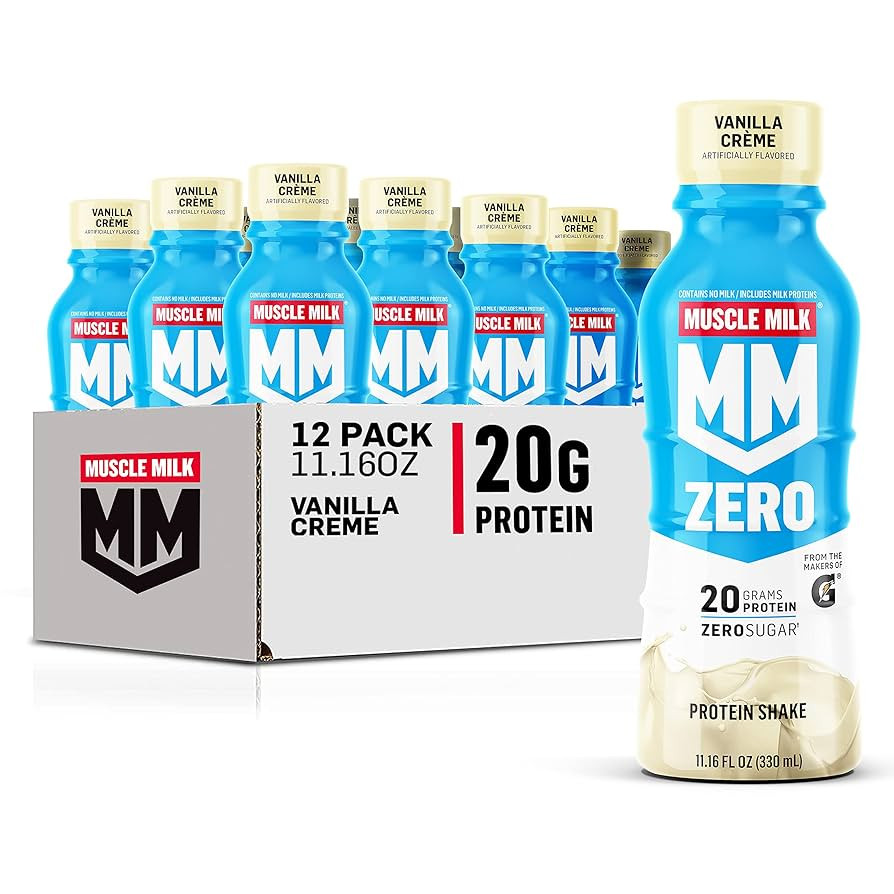 Muscle Milk Zero Protein Shake, Vanilla Crème, 20g Protein, Zero Sugar, 100 Calories, Calcium, V... | Amazon (US)