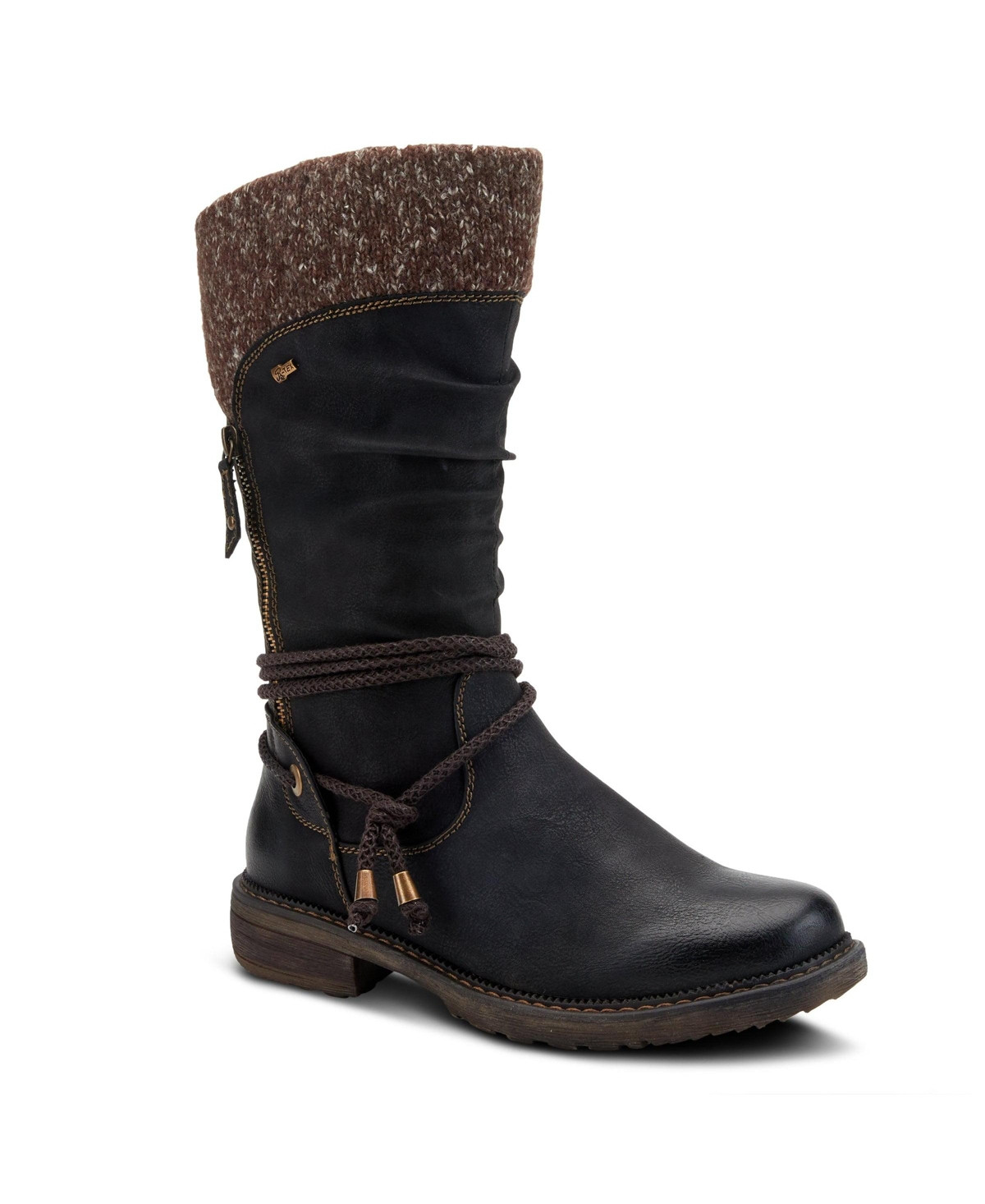 Spring Step Acaphine Water-Resistant Booties with Faux Shearling Lining - Black | Macy's
