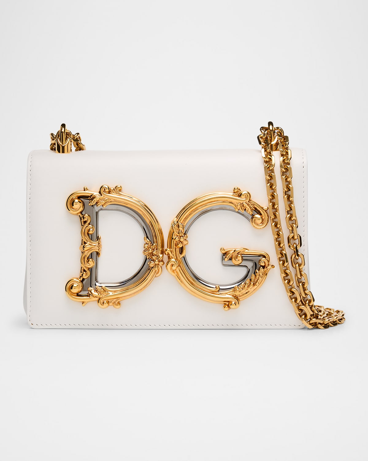 DG Girls Barocco Large Leather Crossbody Bag | Neiman Marcus