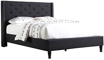 Home Life Premiere Classics Cloth Black Linen 51" Tall Headboard Platform Bed with Slats King - C... | Amazon (US)