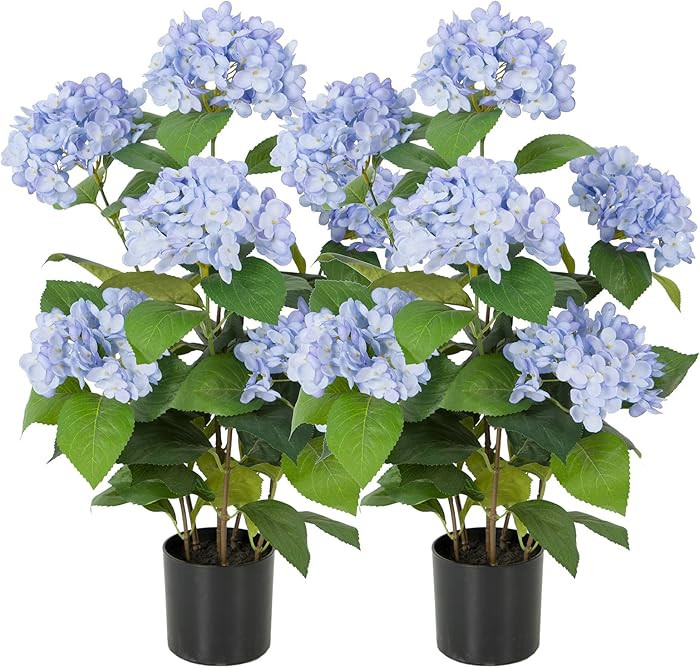 Bellacat 2ft Faux Hydrangea Tree with Blue Flowers, 24in Artificial Hydrangea Plant with Lifelike... | Amazon (US)