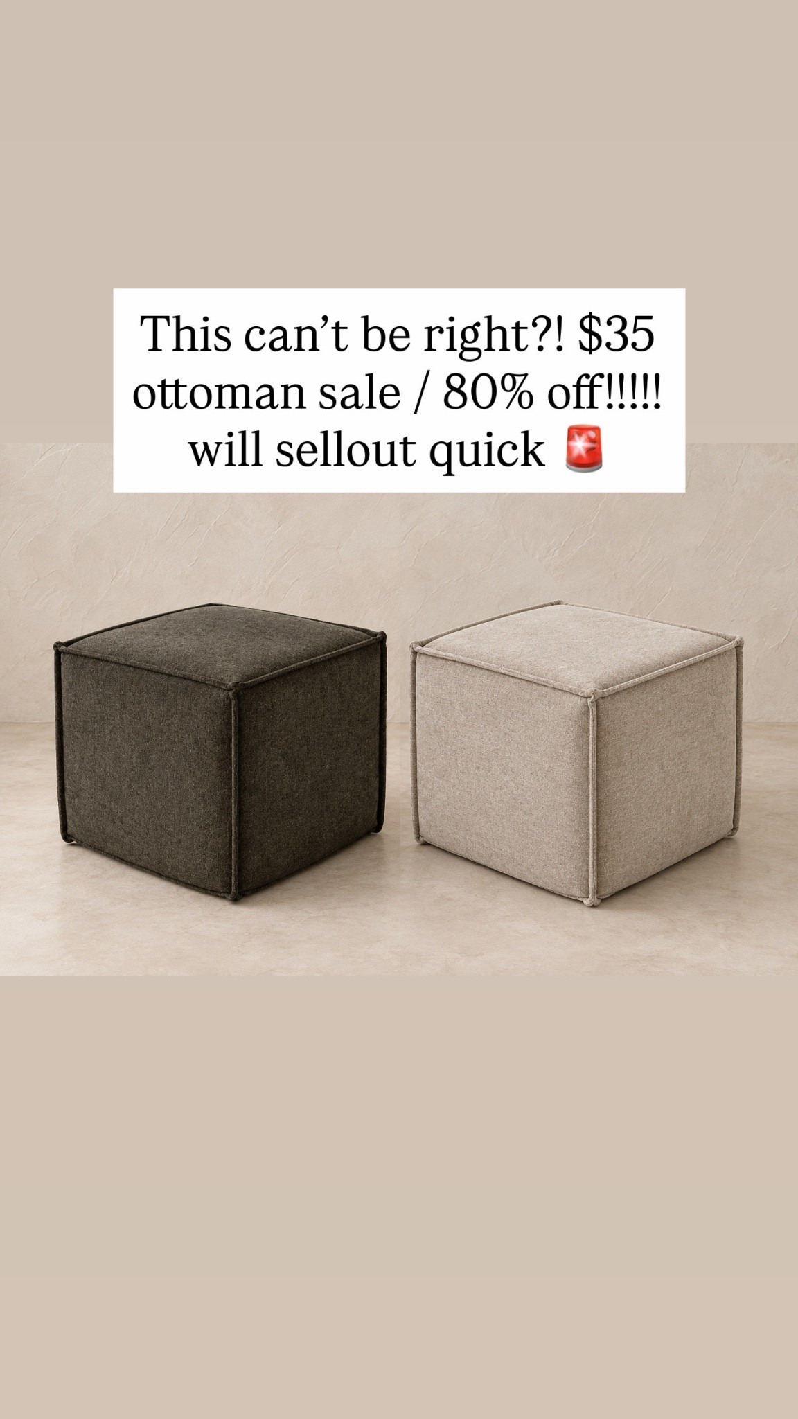 This can’t be right?! $35 ottoman sale / 80% off!!!!!will sellout quick 🚨