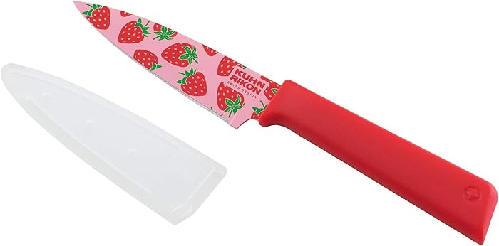 Kuhn Rikon Colori+ Non-Stick Straight Paring Knife with Safety Sheath, 4 inch/10.16 cm Blade, Fun... | Amazon (US)