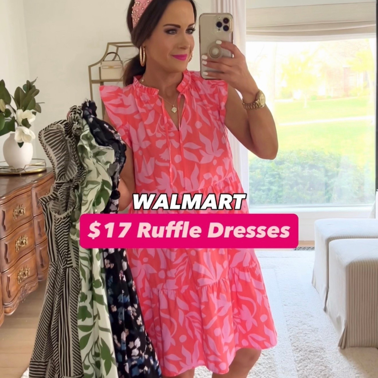 Ruffle dresses back in stock! Scroll to shop! Wearing XS so size down if between sizes. Follow for more! ♥️