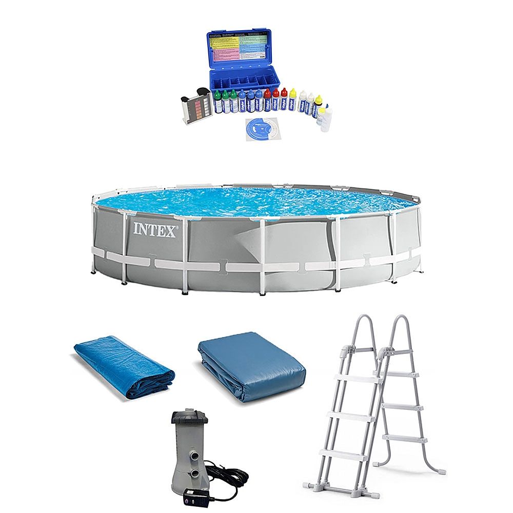 Intex 15 Foot Prism Frame Above Ground Pool with Taylor Pool Water Test Kit Gray 26723EH + K2006 ... | Best Buy U.S.