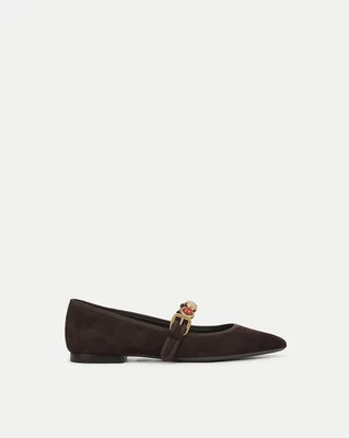 Veronica Beard Selene Embellished Flat Espresso | Veronica Beard