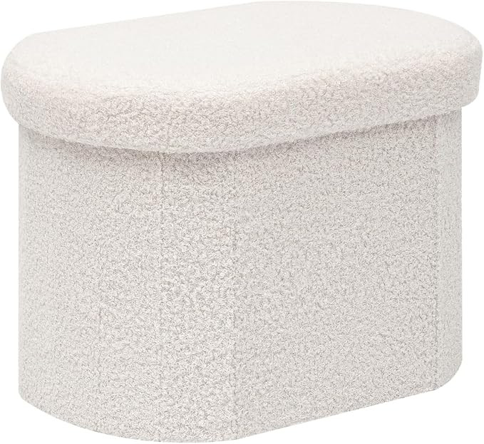 B FSOBEIIALEO Storage Ottoman for Dorm Room, Boucle Folding Storage Ottoman Foot Rest, 16.14 Inch... | Amazon (US)