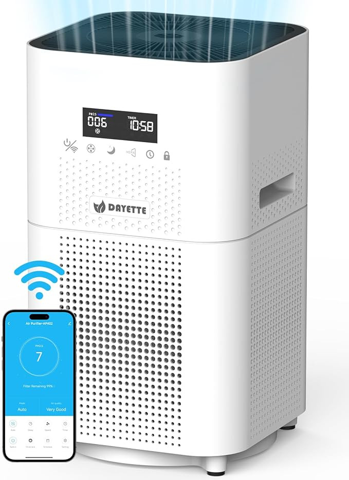 Smart WIFI Air Purifiers for Home Large Room Up to 3000 Sq Ft, APP & Alexa Control Air Cleaner, H... | Amazon (US)