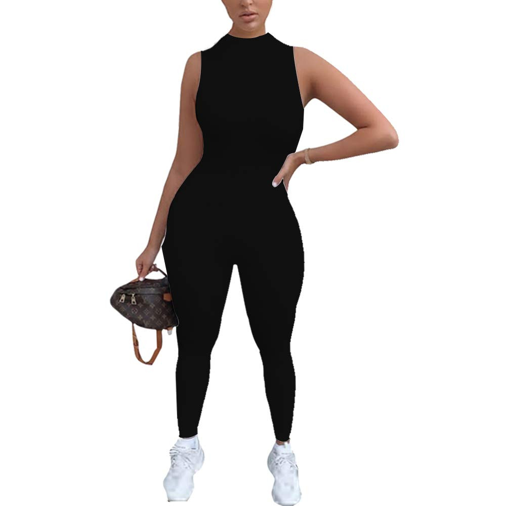 LuFeng Women's Sexy Sleeveless Zipper Bodycon Party Club Long Rompers Jumpsuit | Amazon (US)