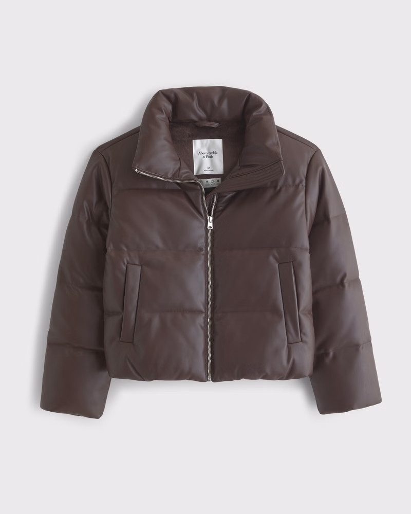 Vegan Leather Short Puffer | Abercrombie & Fitch (US)