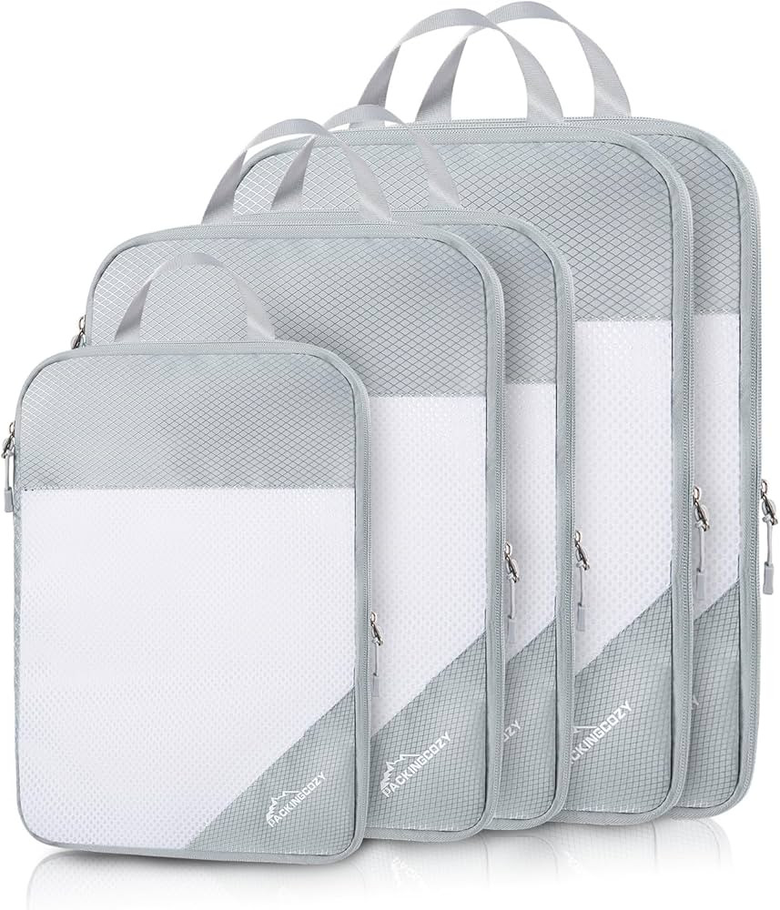 PACKINGCOZY Compression Packing Cubes for Travel, 5 Set Packing Cubes Travel Essentials, Compressibl | Amazon (US)