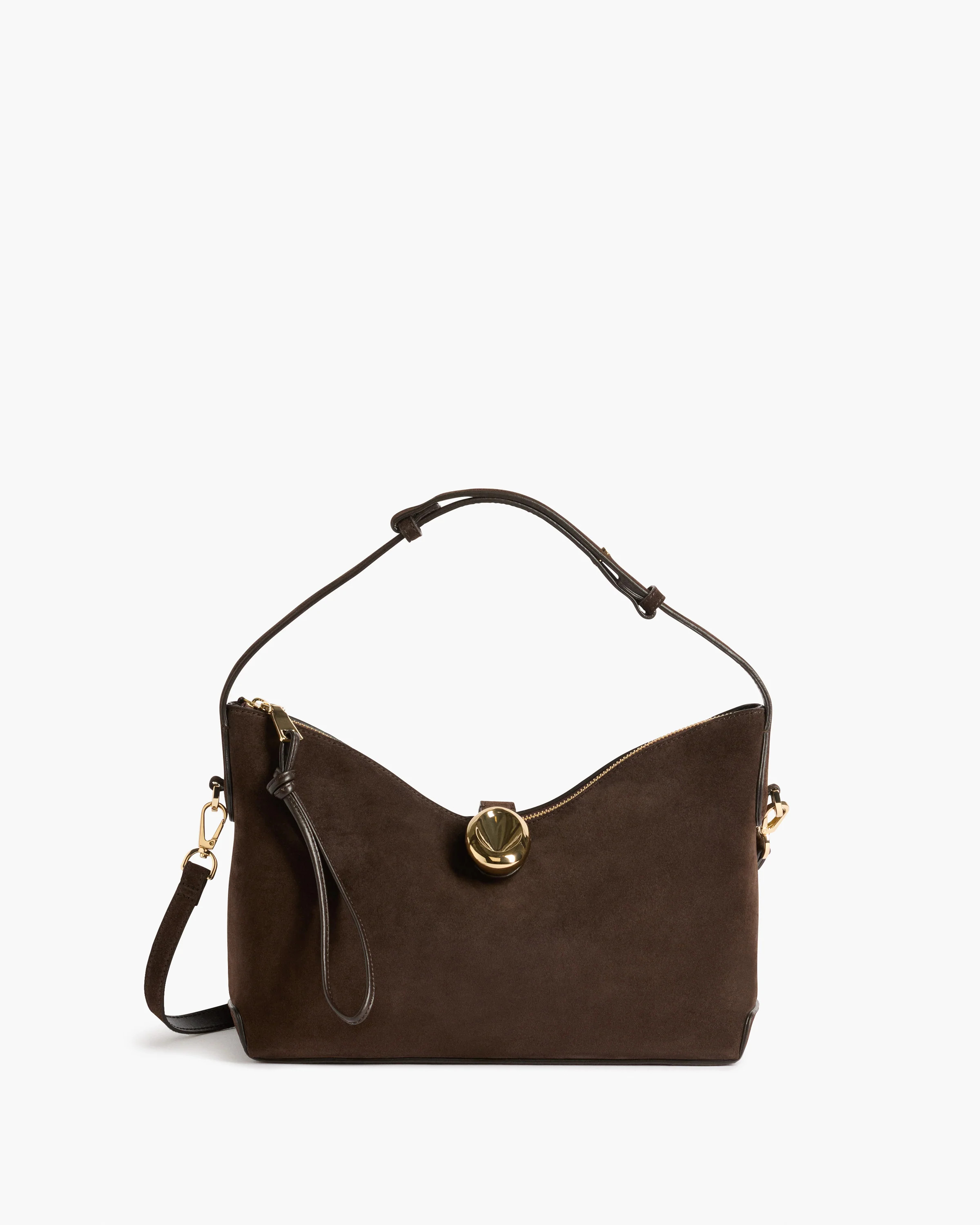 Gaia Ornament Handbag Suede Chocolate | Flattered