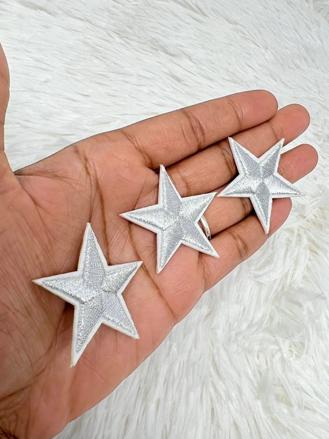 2pc/Mini SILVER Star Applique Set, Star Patch, 1" inch Small Stars, Cool Applique, Iron-on Embroi... | Etsy (US)