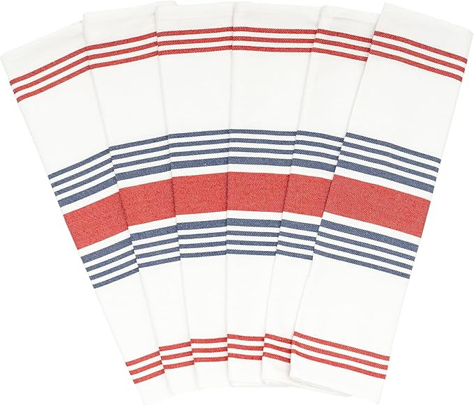 Red White and Blue Kitchen Towels - 6 Pack, 100% Cotton, 30"x20", Striped Patriotic Kitchen Tea T... | Amazon (US)