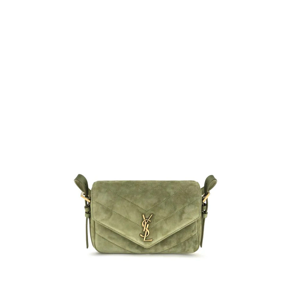 Saint Laurent Chevron-Quilted Suede Shoulder Bag — Green | Italist Inc.