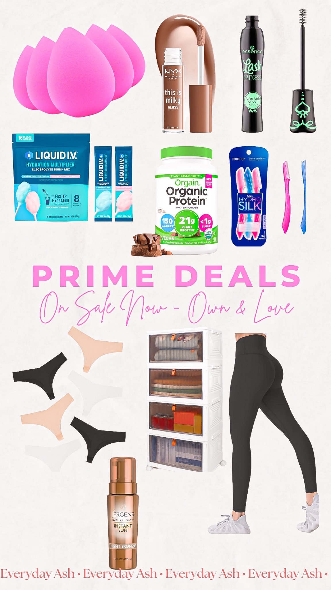 Amazon sales - items I own and love 

Beauty blenders, electrolyte hydration packets, protein powder, razors, face razor, lip gloss, mascara, women’s underwear, clothing storage, leggings, self tanner 

#LTKGiftGuide #LTKxPrimeDay #LTKFindsUnder50