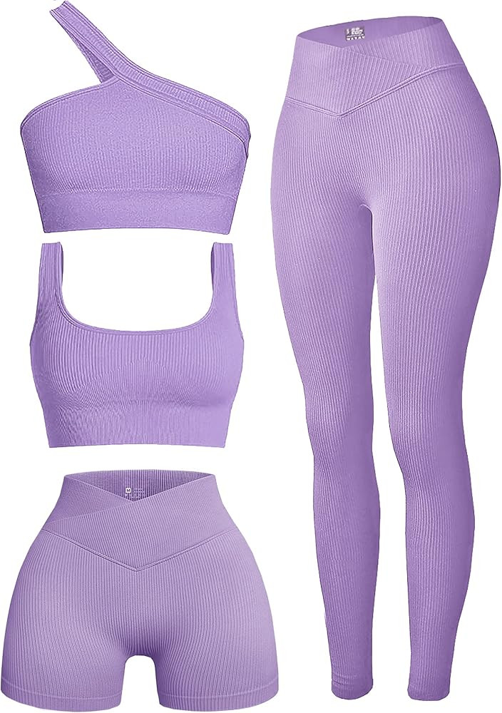 Workout Sets for Women,Two Piece Sexy Crossover Shorts Matching Set Cut One Shoulder Crop Tank To... | Amazon (US)