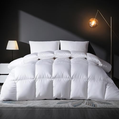 Feather Down Comforter Queen Size Duvet Insert, All Season True Baffle-Box Noiseless Bedding Comf... | Amazon (US)