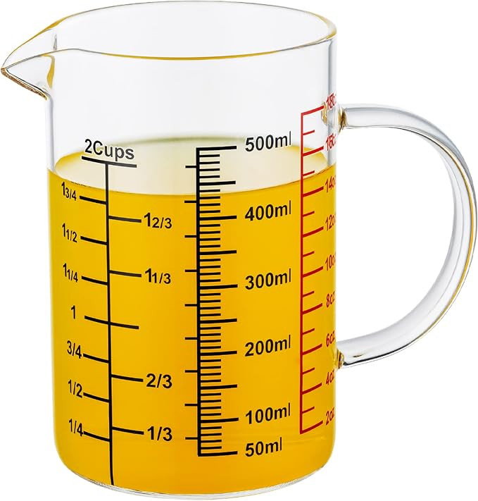 Ackers BORO3.3 Glass Measuring Cup-[Insulated handle | V-Shaped Spout]-Made of High Borosilicate ... | Amazon (US)
