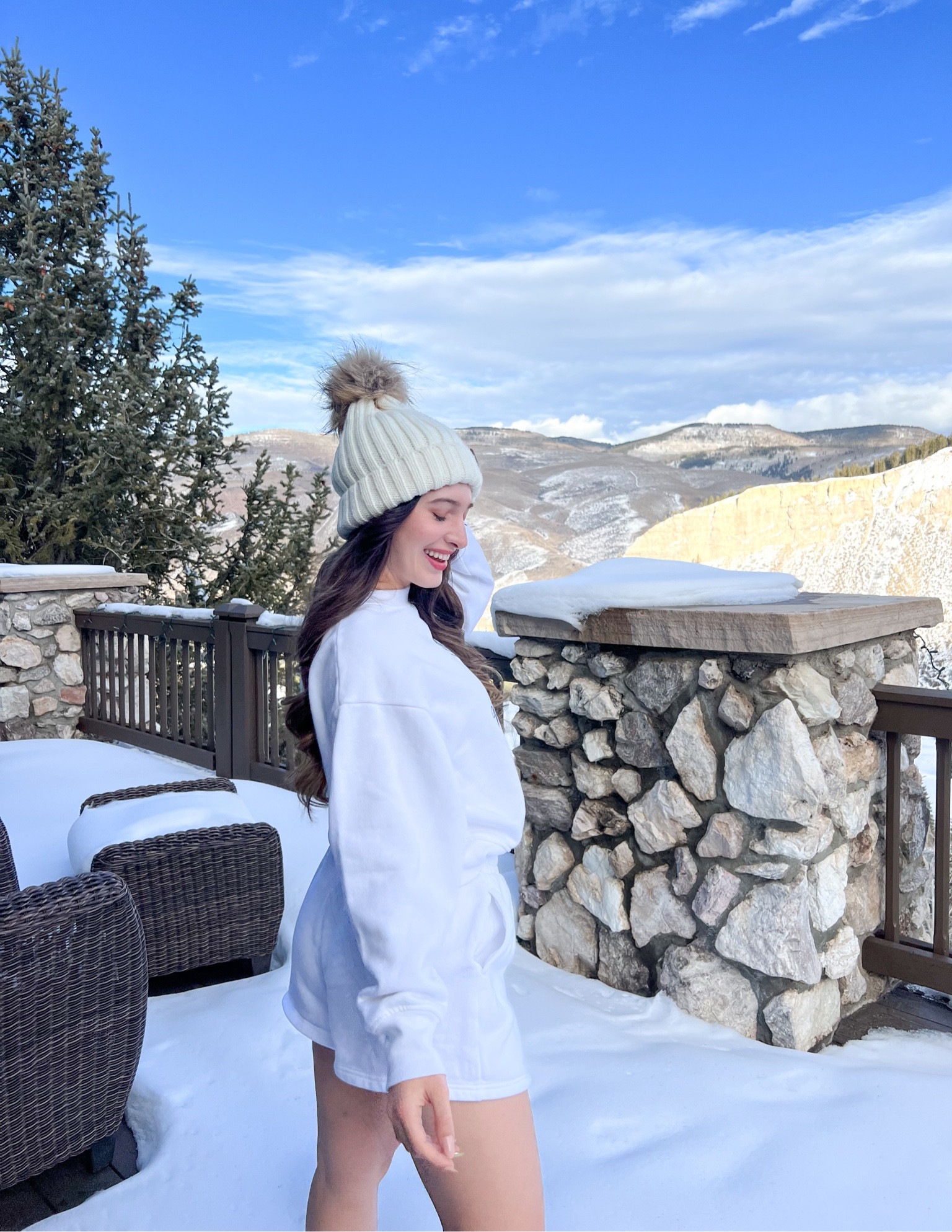 Winter wonderland, winter trip loungewear look for the winter cabin. Snow look: sweat set (sweatshirt, fleece shorts, beanie). Xoxo 

#LTKtravel #LTKHoliday #LTKhome