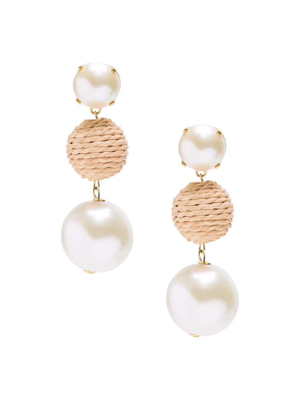 Women's Goldtone, Imitation Pearl & Raffia Drop Earrings - Natural Pearl | Saks Fifth Avenue