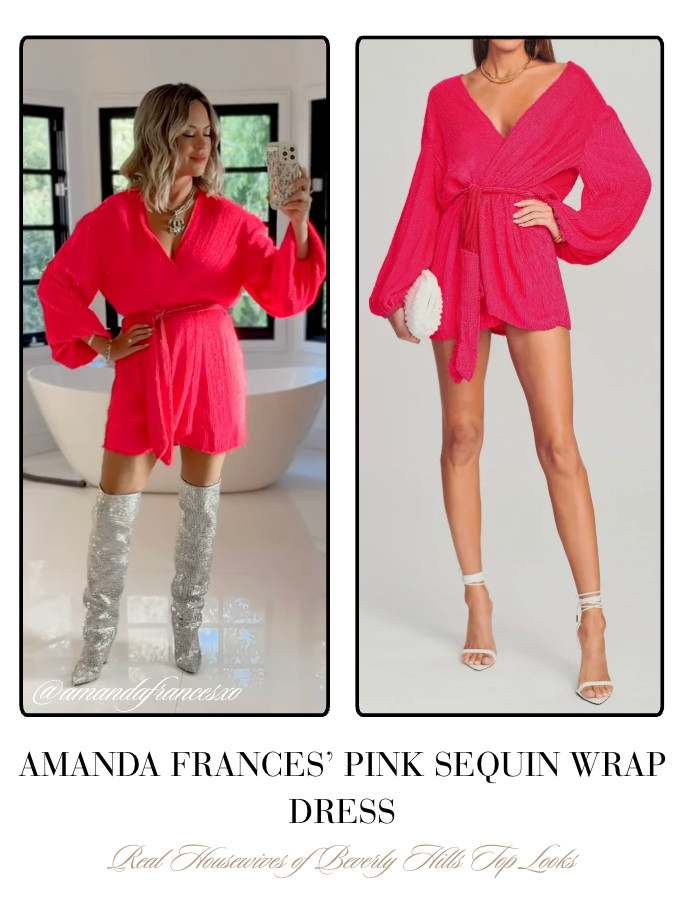 Amanda Frances' Pink Sequin Wrap Dress 📸= @amandafrancesxo 

 