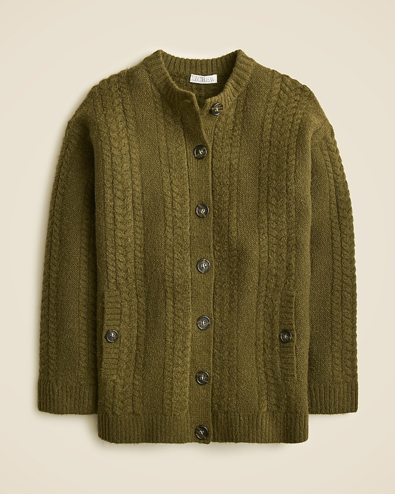 Relaxed cable-knit cardigan sweater | J. Crew US