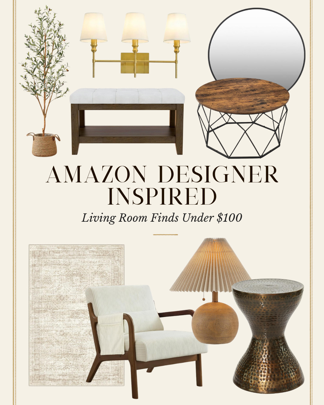 Designer-inspired living room finds for under $100 🤎✨

If you love the elevated, curated look of high-end interiors, these Amazon finds are worth a spot on your wishlist. Timeless pieces, warm neutrals, and affordable prices that make decorating a little easier.

#LTKHome #AmazonHomeFinds #LivingRoomInspo #DesignerStyle #AffordableDecor 

 #LTKU #LTKHome #LTKSaleAlert