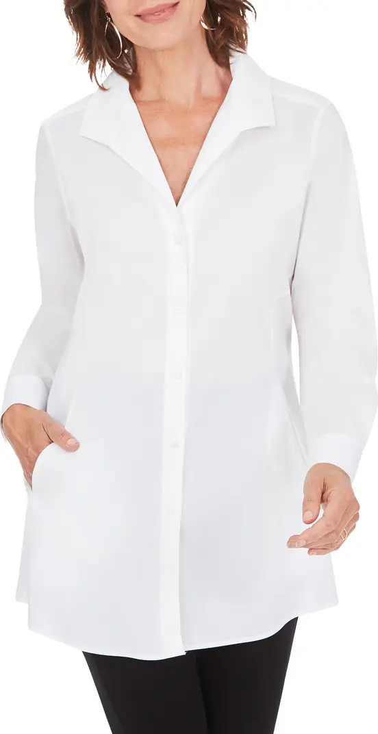 Cecilia Non-Iron Button-Up Tunic Shirt | Nordstrom