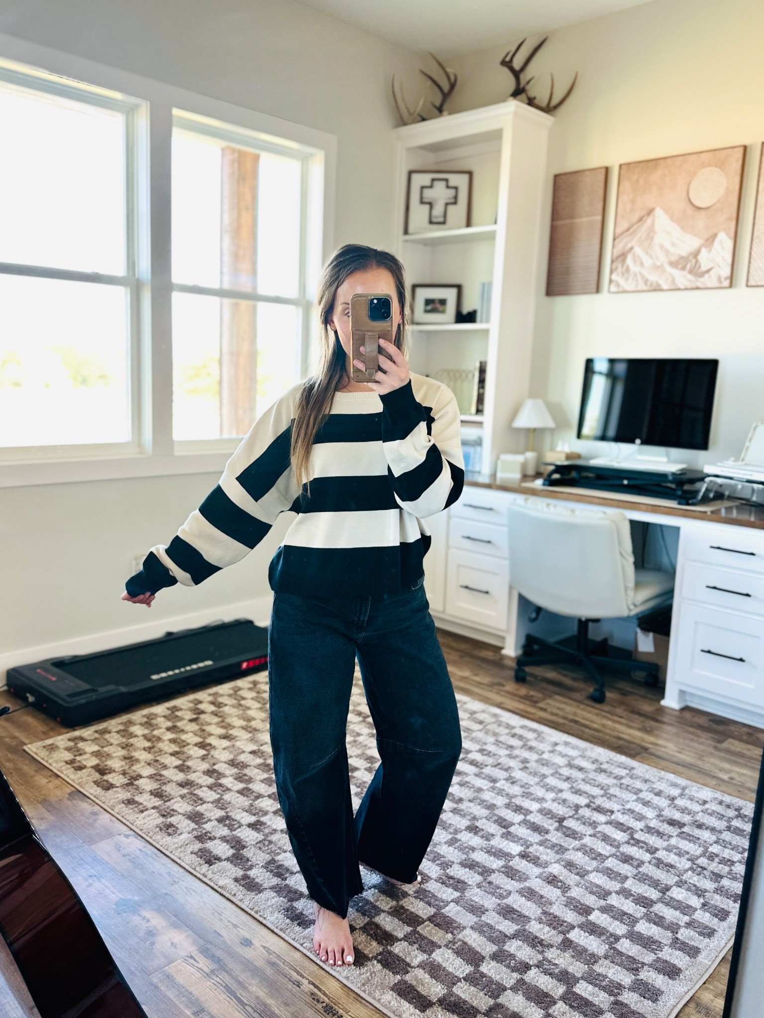 Paired this adorable $17 Walmart sweater with these black barrel jeans — I’m starting to come around to the new jeans trend! 😉

#walmartstyle #amazonoutfit #falloutfit #outfitinspo 

#LTKFindsUnder50 #LTKStyleTip #LTKWorkwear