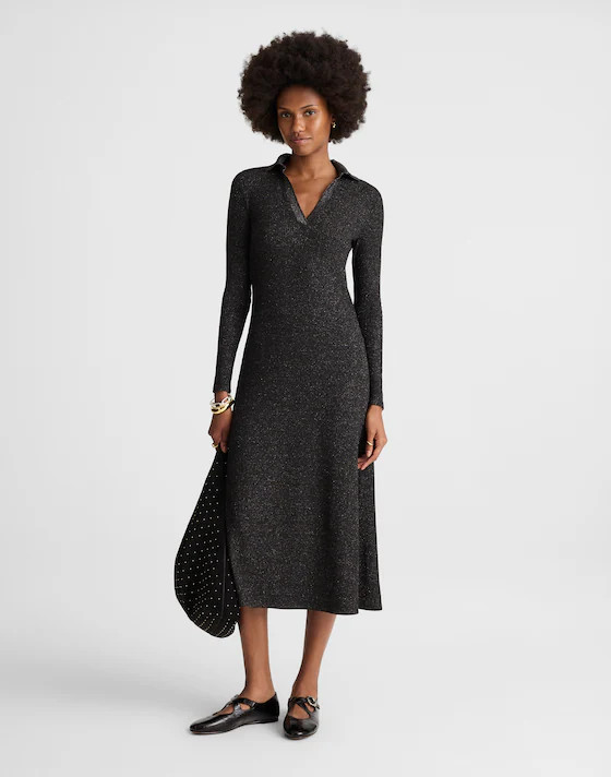 Ribbed Y-Neck Polo Maxi Dress | Madewell