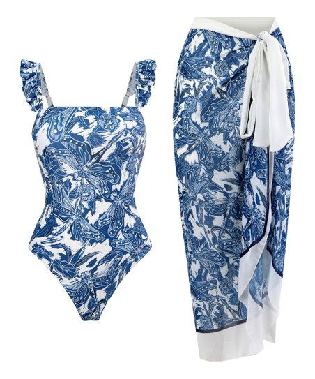 Doris Blue Dragonfly One-Piece & Skirt Cover-Up - Women | Zulily