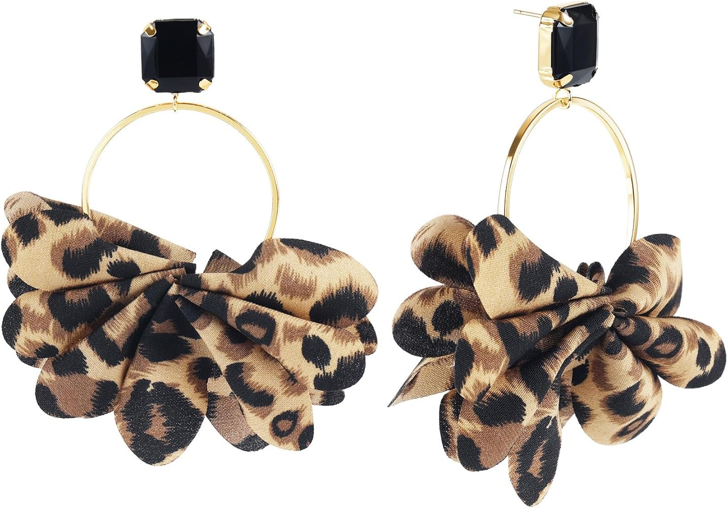Leopard Earrings for Women Large Hoop Drop Gold Earring Black Crystal Leopard Dangle Earring Cute... | Amazon (US)
