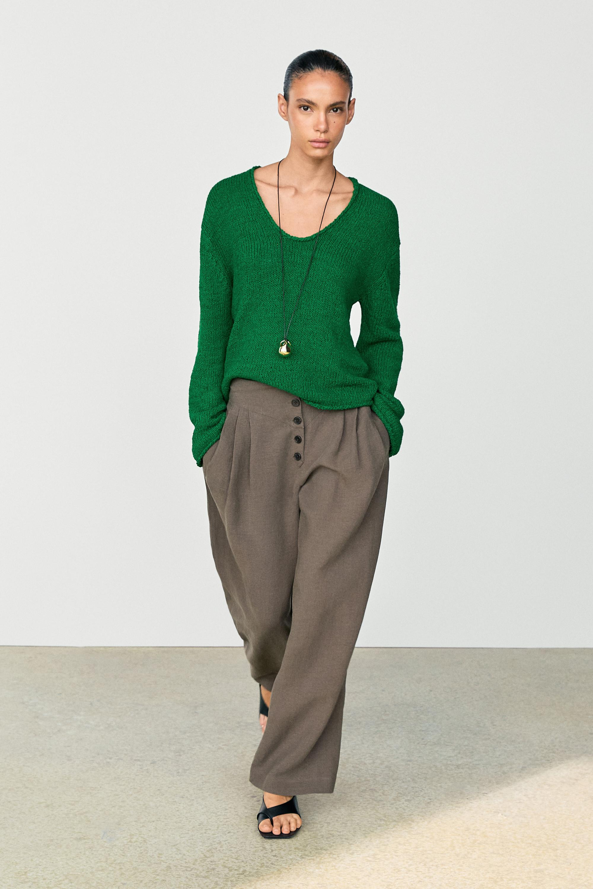 Cotton-blend knit sweater | Massimo Dutti US