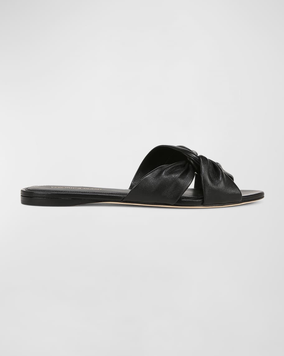 Veronica Beard Seraphina Twisted Leather Slide Sandals | Neiman Marcus