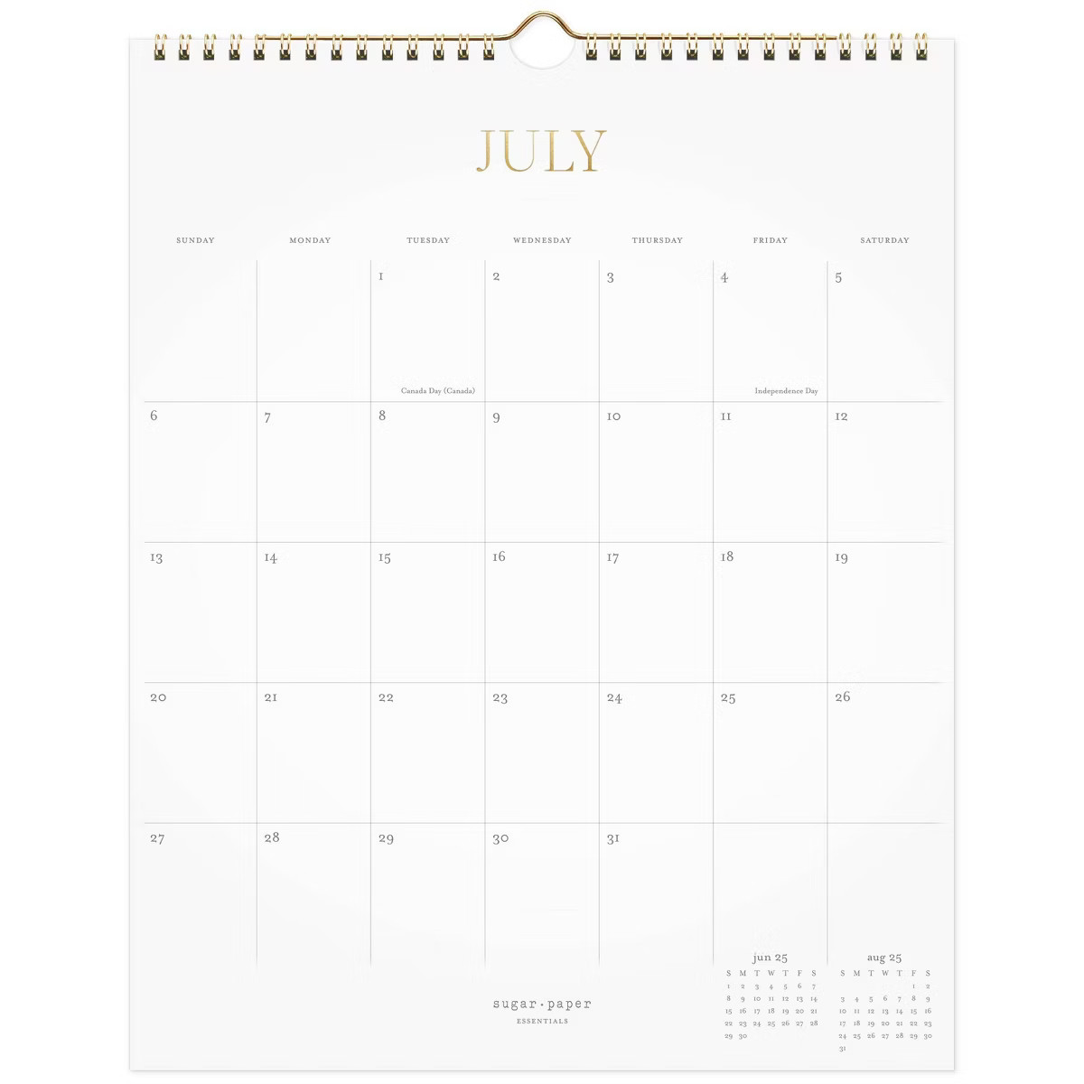 Sugar Paper Essentials Monthly Wall Calendar 3"x12"x15" White/Gold | Target